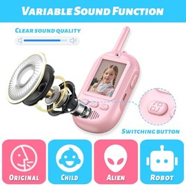 Video Walkie Talkies for Kids, 2 Pack Rechargeable Long Range Video Kids Walkies Talkies with Voice Changer, Outdoor Camping Hiking Indoor Play Toys Birthday for Boys and Girls Ages 3-12