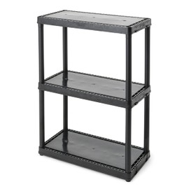 Gracious Living 3 Shelf Fixed Height Light Duty Storage Unit 12 x 24 x 33 Organizer System for Home, Garage, Basement, & Laundry, Black (3 Pack)