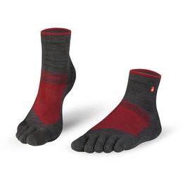 Knitido Outdoor Midi Toe Socks Short Breathable Hiking Socks for Men and Women, Grey / Red (401)