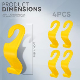 HEVLE 4PCS Car Seat Headrest Hook, Multifunctional Auto Headrest Hidden Hook, Car Interior Accessories Vehicle Backseat Storage Organizer Hanger Universal for Purse Umbrellas Handbags (Yellow)