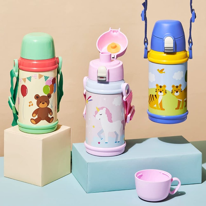 Doshisha Water Bottle, Kids Bottle, 2-Way Children's Water Bottle, 20.3