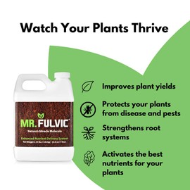 Mr. Fulvic Organic Fulvic Acid Plant Amendment, Natural Humic Soil and Hydroponic Nutrient Enhancer - Lawn and Garden Growth, Plant Health (1 Liter)