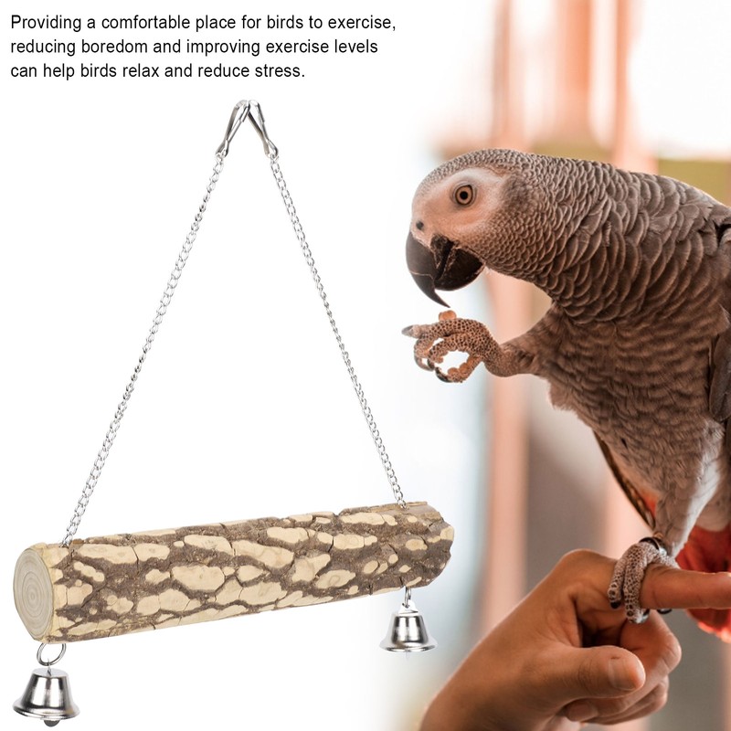 2pcs Pet Birds Parrots Wooden Swing Stand Bar Safety Toy
