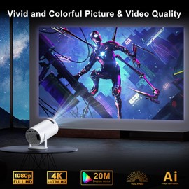 UWECAN Mini Projector Supports 4K 1080P, Smart Projector with Auto Focus and Auto Keystone Correction, Portable Projector with WiFi and Bluetooth, 180° Rotatable Outdoor/Home Movie Projector