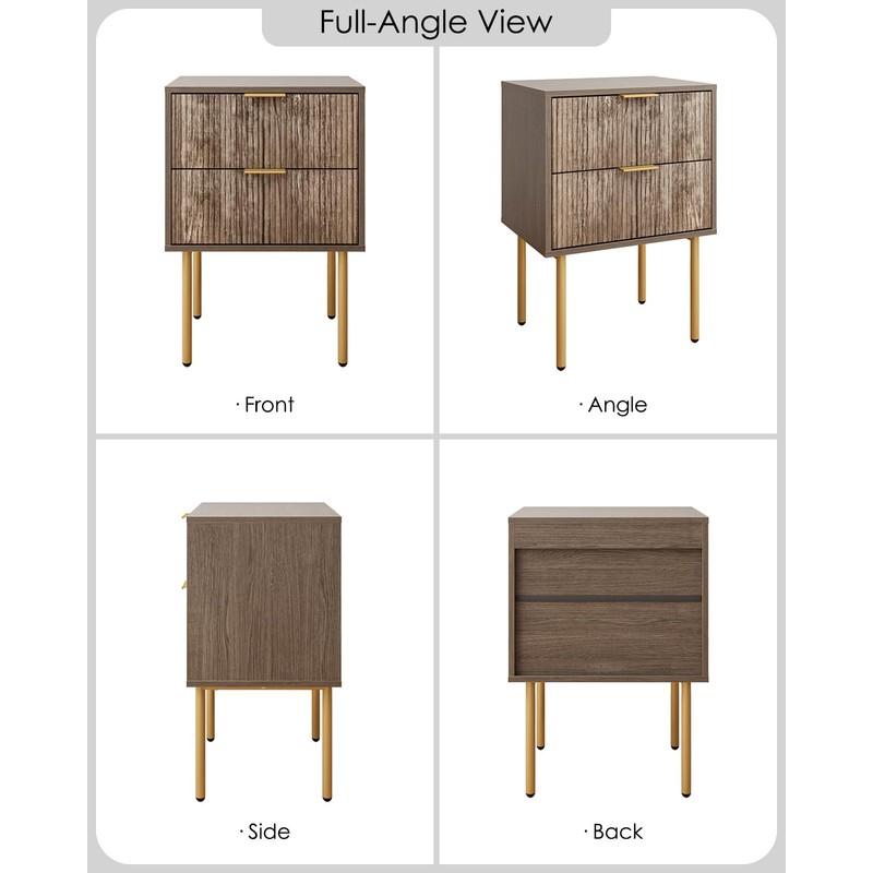 Aienvey Night Stand, Modern Nightstand with Drawers, Bedside Table, Gold