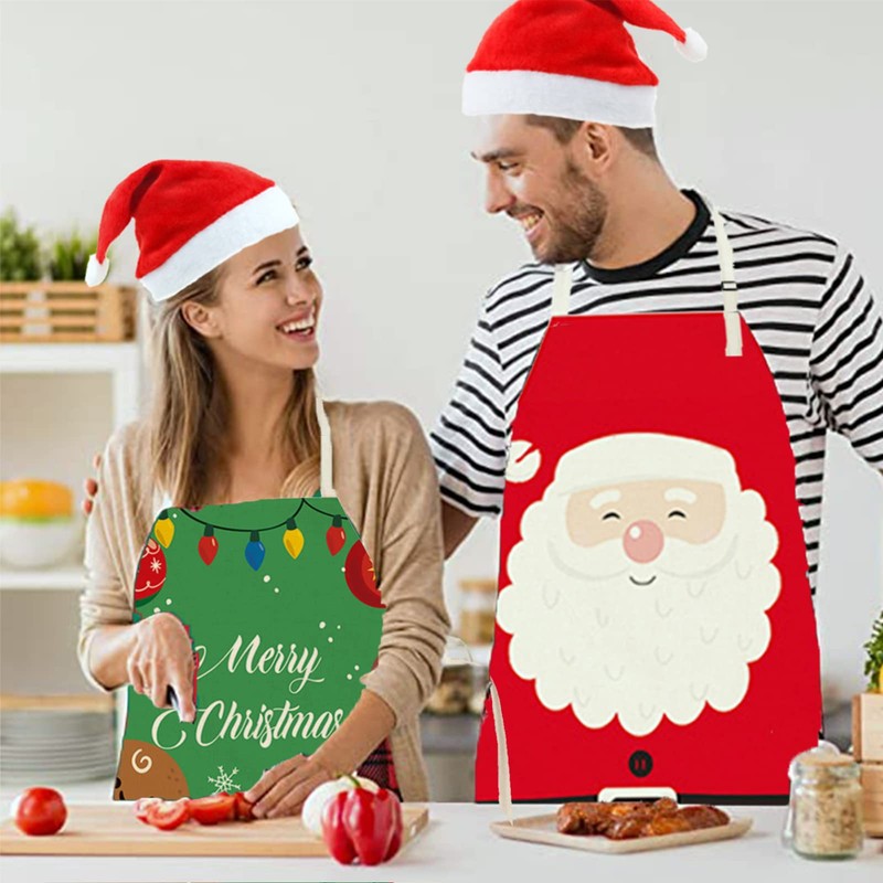MIOSJI 2pc Christmas Aprons Adults Novelty Waterproof Apron for Xmas
