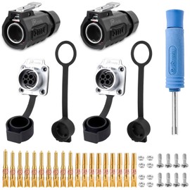 JRready JRSSWCONN CP20 4-Pin Industrial Waterproof Connector 2 Set IP68 Round Connector Waterproof Solderable with Panel Flange Socket Quick Plug and Removal Tool