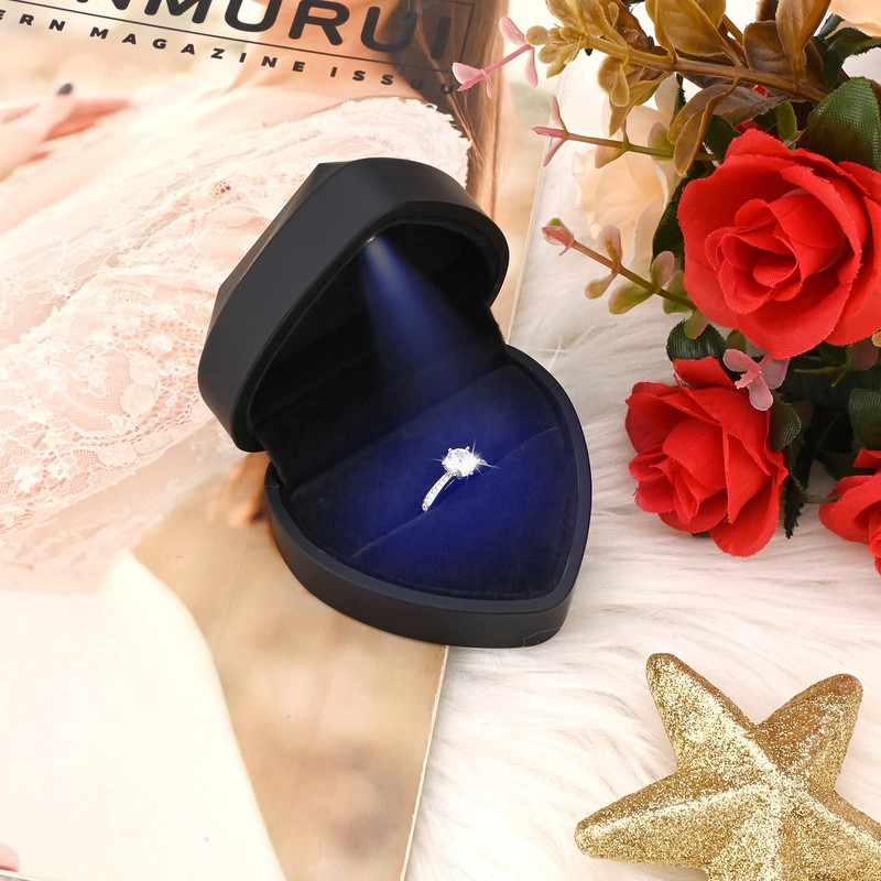 Hileyu Ring Box With Led Light Jewellery Gift Box Engagement