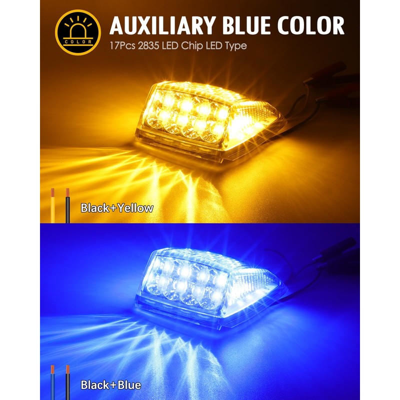 Partsam Cab Light, 5Pc 17LED Dual Color Square Cab Marker