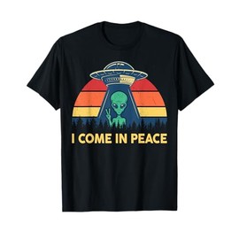 I Come In Peace Retro UFO Alien Costume Cute Alien T-Shirt