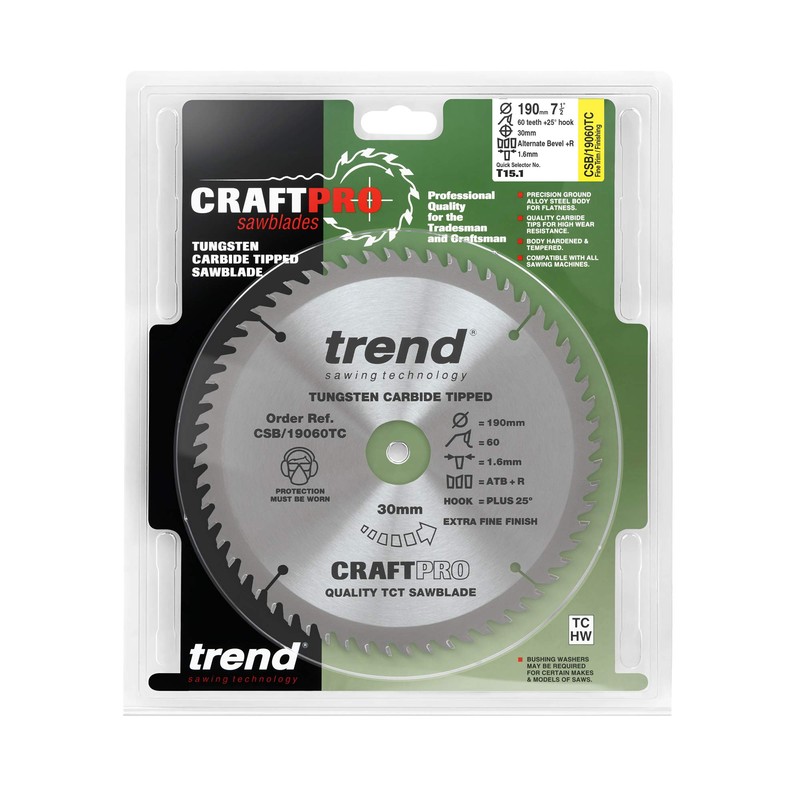 Trend CraftPro TCT Thin Kerf Circular Saw Blade, 190mm x
