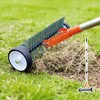 Wheeled Dethatching Rake for Lawn - 15" Heavy Duty Stainless