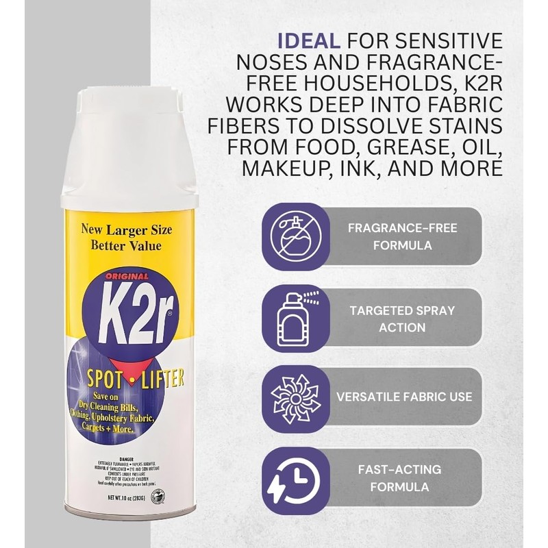 K2r No Scent Spot Treatment Stain Remover 10 oz Spray