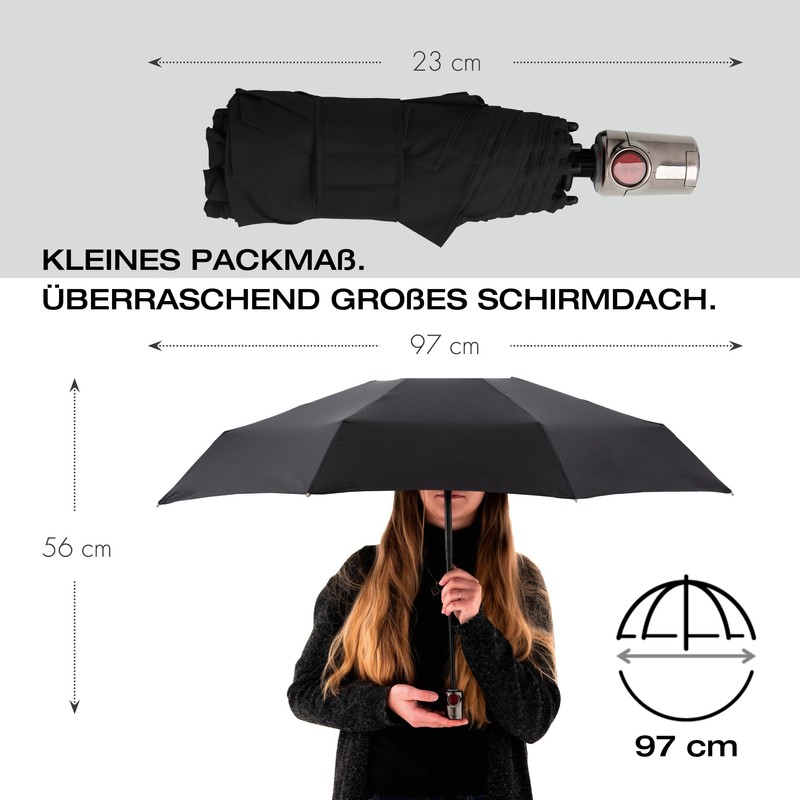Knirps T Duomatic "Black Edition" Pocket Umbrella - Foldable -