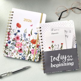 2026 Planner - Jan. 2026 - Dec. 2026, 2026 Planner Weekly and Monthly with Tabs, 6.3" x 8.4", Planner 2026, Hardcover with Back Pocket + Thick Paper + Twin-Wire Binding - Flowers