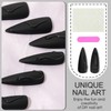 French Tip False Nails – 24Pcs Black Acrylic Press On