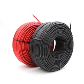 Nixesky Solar Cable 50Ft 15M 10 awg Wire, 50FT Black + 50FT Red 10 Gauge Solar Extension Cable Wire with 4 Pairs Solar Connectors for RV, Photovoltaic Systems (50, Black red)