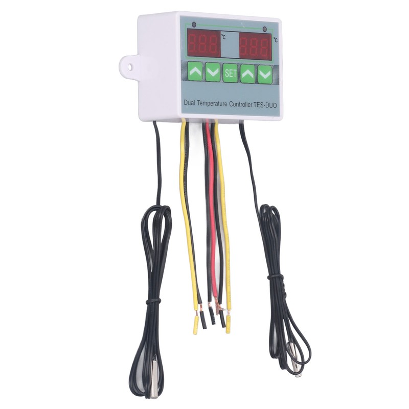 Dual Temperature Controller Waterproof Digital Thermostat with Data Storage for