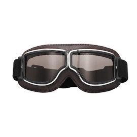 TIOOKA Motorcycle Goggles Motorcycle Goggles Vintage Motorcycle Goggles Retro Outdoor Lightweight Sports Shockproof PC Lens Windproof Dustproof Foldable Flexible Unisex (Coffee Color Frame + Brown