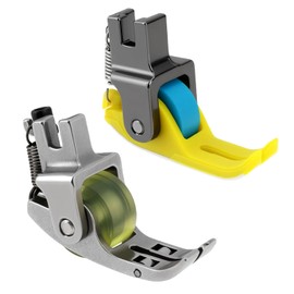 Briny River 2Pcs Roller Sewing Presser Foot 1 Roll Roller Foot + 3 Roll Roller Foot Replacement Part Narrow Wheel Presser Foot Suitable for Most Industrial Sewing Machine