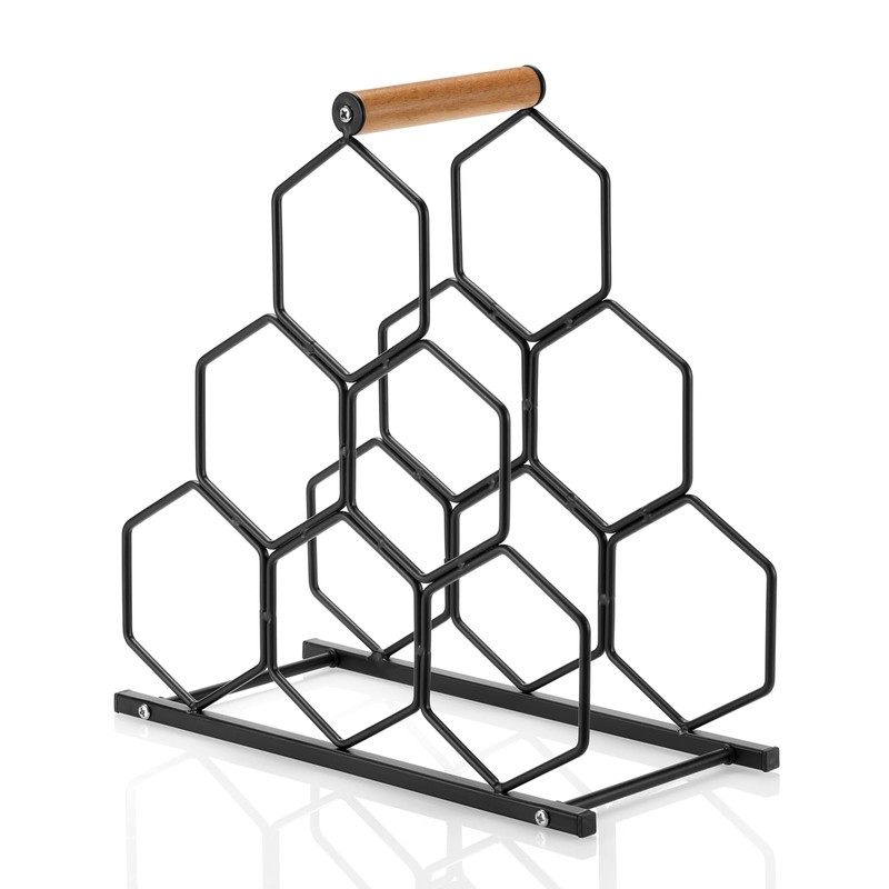 Drincarier Small Black Wine Rack 6 Bottle Holder Countertop -