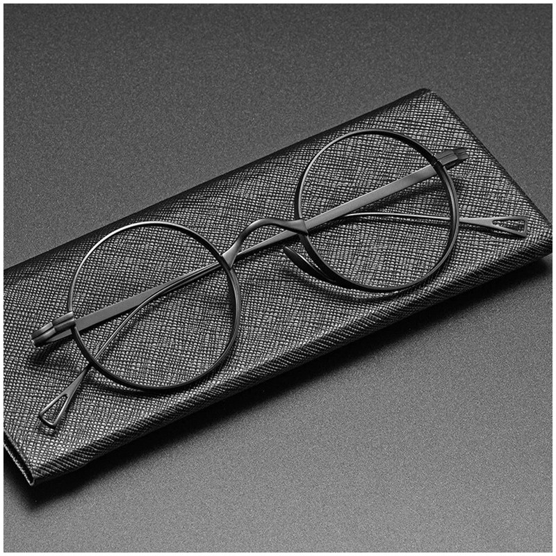 Coyee Titanium Round Eyeglass Frame Retro Glasses Ultralight Spectacles Black