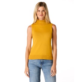 Cable & Gauge Women's Sleeveless Turtleneck Sweater - Soft Knit Fabric, Classic Turtleneck Design, Versatile Layering Top - Harvestgold, M