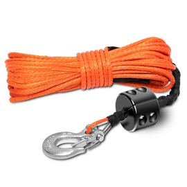 METOWARE Synthetic Winch Rope Kit, 3/16" x 50ft 8,350 LBS Winch Cable Line with Protective Sleeve Hook and Stopper Fits 4WD Off Road Vehicle UTV ATV SUV Truck（Orange）