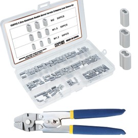 Knpwer 601 Wire Rope Crimping Tool, Wire Crimping Pliers for Fishing, 0.1-2.2 mm, Wire Rope Crimper Wire Cutter, with 600 Pieces Aluminium Double Sleeves