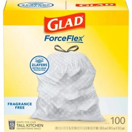 Glad ForceFlex Drawstring Fragrance Free Trash Bags - 13gal/100ct