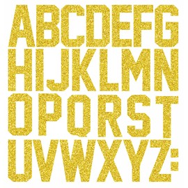 QIUKUI 4set 2 Inch Vinyl Iron on Letters Heat Transfer Letters Alphabets for Clothing T-Shirt Bag（Gold）…