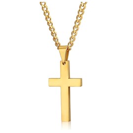 ROSTIVO Cross Necklace Pendant for Women Men Cross Chain Gift (Gold)