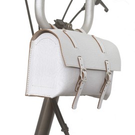 London Craftwork Leather Saddle Bag for Brompton in White