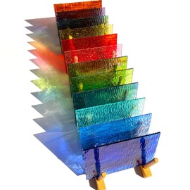 LITMIND 12 Sheets Transparent Textured Stained Glass Variety Pack, 4x6 Inch Cathedral Art Glass Mosaic Tiles for Crafts & Stained Glass Projects