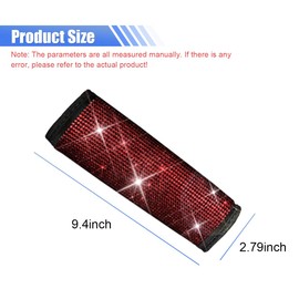 GAOLAOSY 2PCS Bling Car Seat Belt Covers, Rhinestone Crystal Vehicle Seat Strap Cushion, Glitter Car Seatbelt Shoulder Protection Pad, Auto Interior Decoration Accessory for Cars, Trucks (Red)