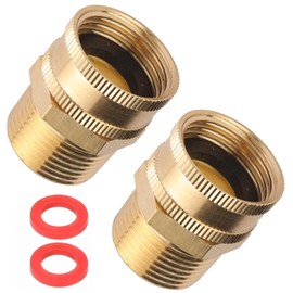 2 Pack Garden Hose Adapter,3/4" NPT X 3/4" GHT Connector with Dual Swivel, Brass Garden Hose Convert Adapter Fitting, Garden Hose Thread 3/4” Female to 3/4" Male Pipe Thread, with Extra 2 Washers
