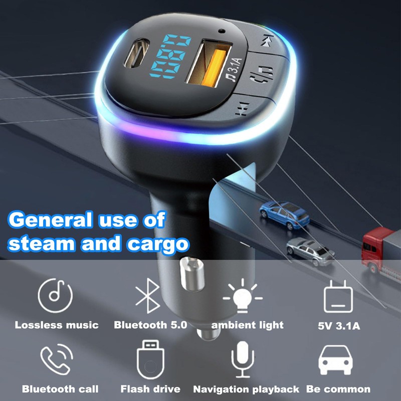 Benaton FM Transmitter Car Bluetooth 5.0, Bluetooth Adapter for Car