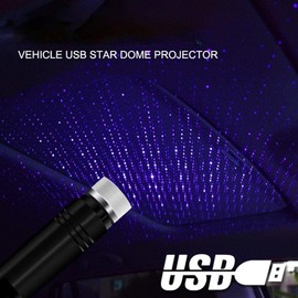 Mini Led Star Projector Night Light, Violet Blue Interior Car Lights, Adjustable USB Night Light, Romantic Auto Roof Ceiling Lamp for Bedroom, Car, Ceiling and Party Decoration