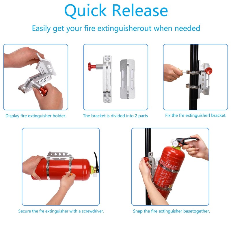 Leopauto Universal Vehicle Fire Extinguisher Bracket, Aluminum Adjustable Quick Release
