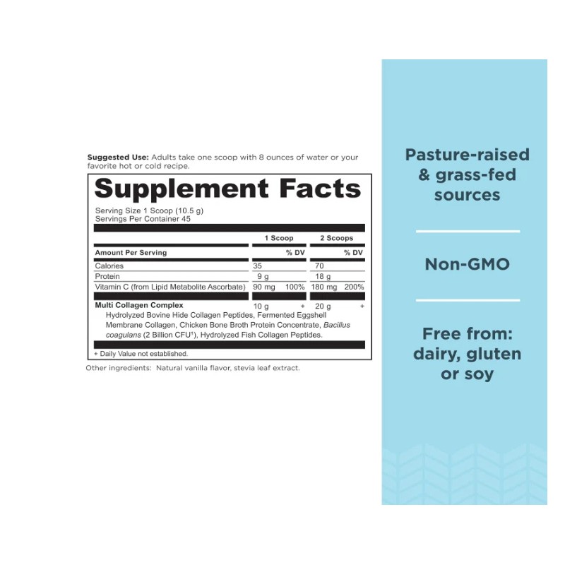 Ancient Nutrition Multi Collagen Protein, Vanilla 16.7 oz Powder