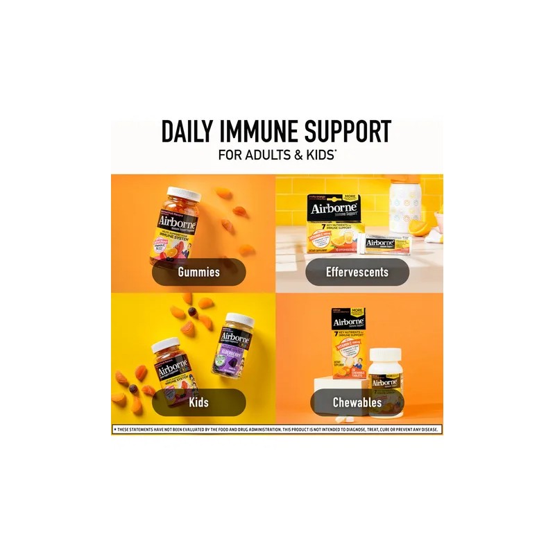 Airborne Vitamina C 1000mg Zinc Y D Tabletas Masticables 116