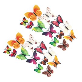 Shiwaki 24pcs 3D simulation three-dimensional butterfly magnet wall sticker decoration refrigerator sticker home decoration(Colorful)