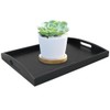 DILLMAN Serving Tray Large Black Wood Rectangle Food Tray Butler