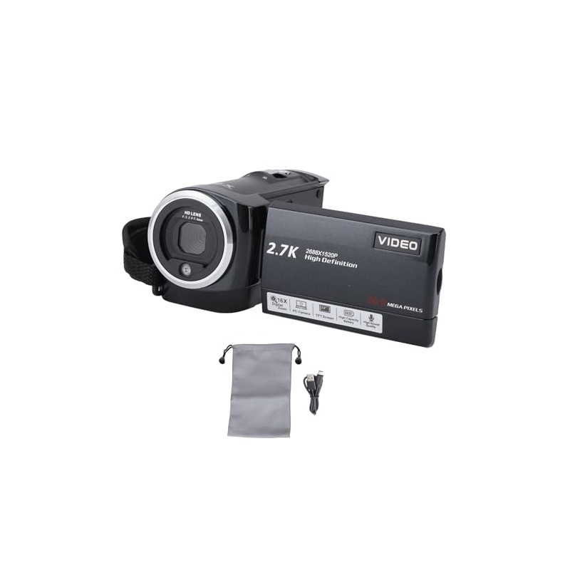 Videocámara 2.7K, Videocámara con Zoom Digital 50MP 16x con Luz