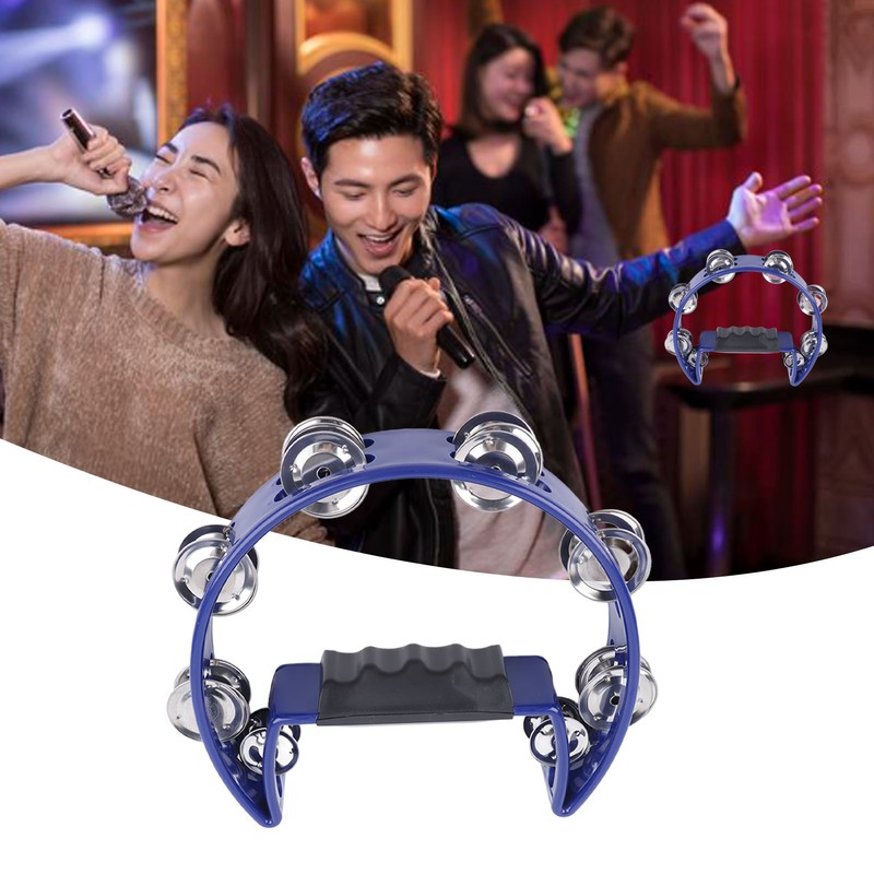 Musical Tambourine Plastic Stainless Steel Clear Crisp Sound Lightweight Percussion