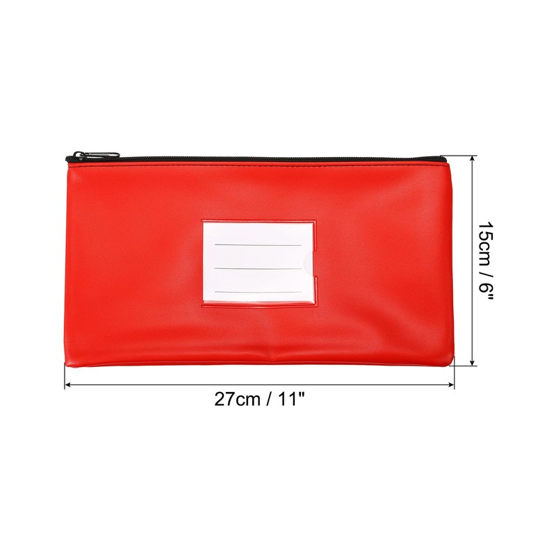 PATIKIL 11x6" Money Bank Deposit Bag with Zipper, Leatherette Cash