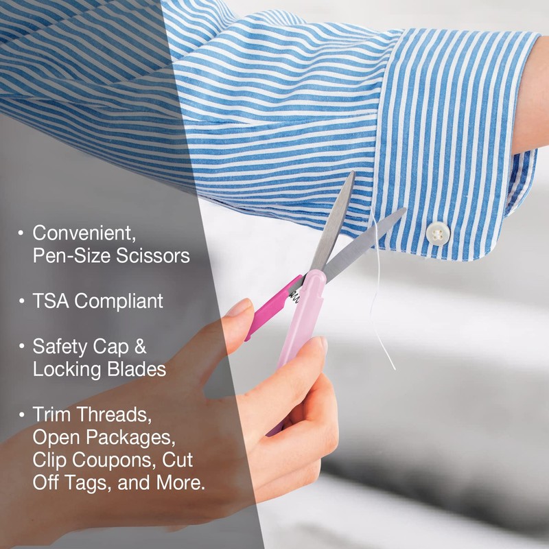 PLUS Pen Style Compact Twiggy Scissors with Cover 3-Pack Rose