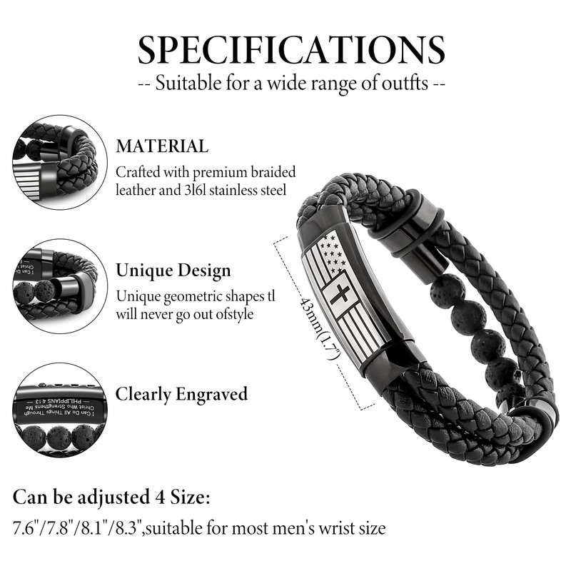 LANGE HOME Christian Gifts for Men – Christian Bracelet with
