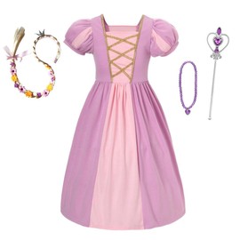 Lito Angels Princess Rapunzel Dress Costume Fancy Dress Outfit with Accessories for Children Girls Size 9-10 Years 140 (Tag Number 140)
