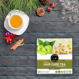 TEACURRY Hair Care Tea (30 Tea Bags) - Helps with Hair Growth, Shine, Repair & Strength